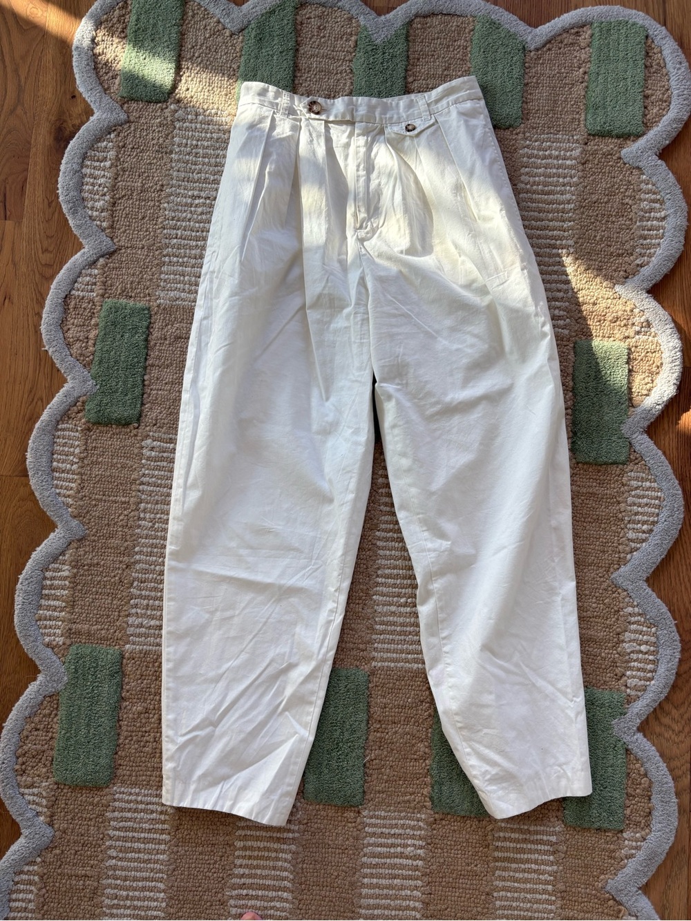 DOEN White Pleated Cotton Blend Pants M